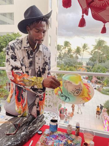 Mr. Moda working on art